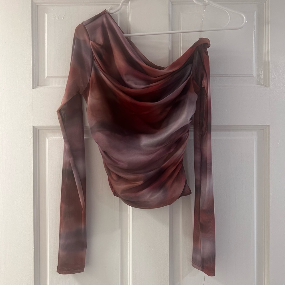Off The Shoulder Mesh Top - Multicolor